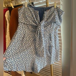 Pink Lily floral blue romper